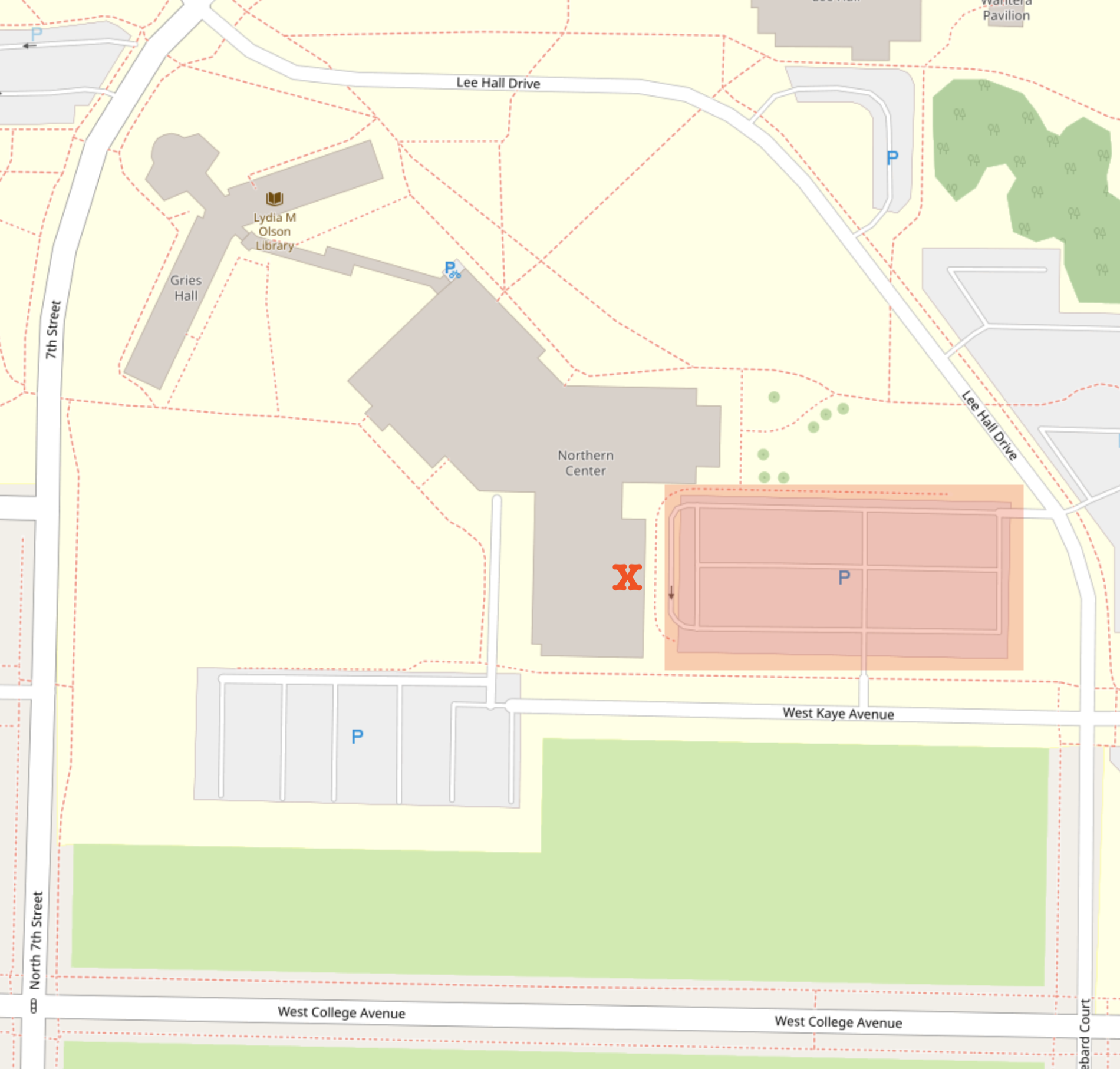 Map showing parking at the reception venue